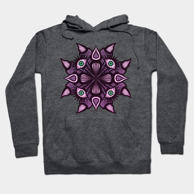 Symmetrical Demonic Creature Purple Horror Art Hoodie by Boriana Giormova